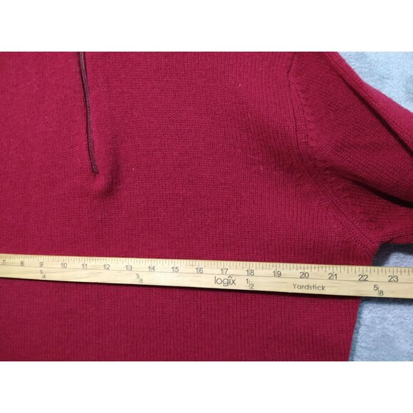 Woolrich Sweater Womens XL Red Ruby Wool Long Sleeve 1/4 Zip Pullover - Picture 4 of 8